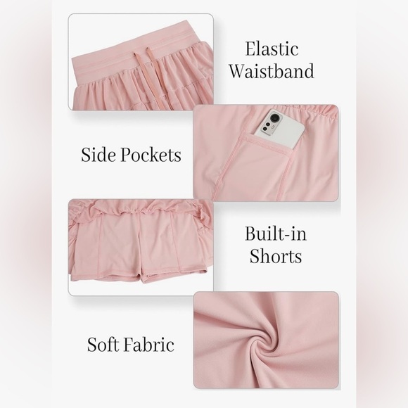 NEW Pirouette Pink Ballerina Ruffle Tennis Mesh Mini Athletic Skirt Skort Small - Picture 3 of 8